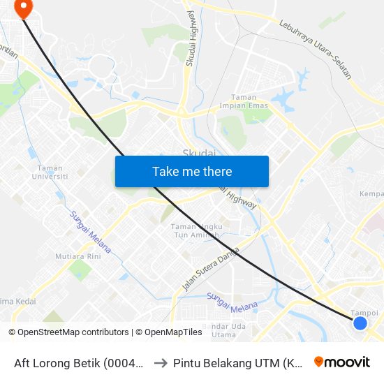 Opp Kampung Pasir to Pintu Belakang UTM (KDOJ) map