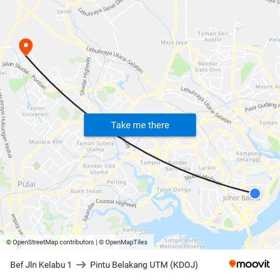 Opp Jalan Kelabu 1 to Pintu Belakang UTM (KDOJ) map