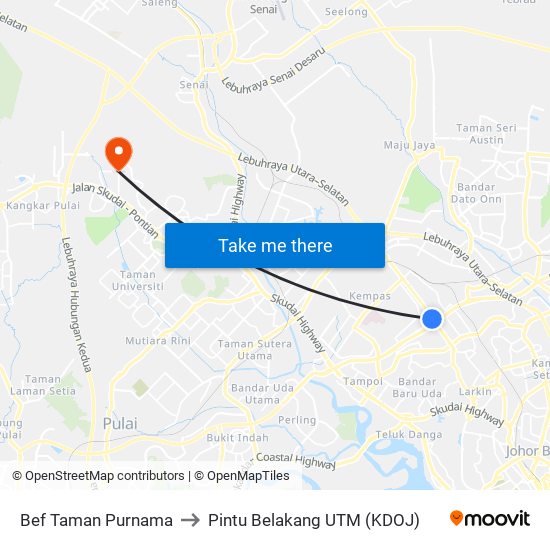 Bef Taman Purnama to Pintu Belakang UTM (KDOJ) map
