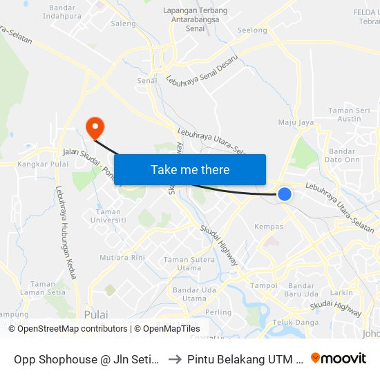 Opp Shophouse @ Jln Setia Tropika to Pintu Belakang UTM (KDOJ) map