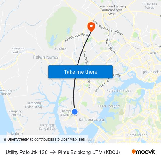 Utility Pole Jtk 136 to Pintu Belakang UTM (KDOJ) map