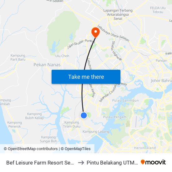 Bef Leisure Farm Resort Sec Entrance to Pintu Belakang UTM (KDOJ) map