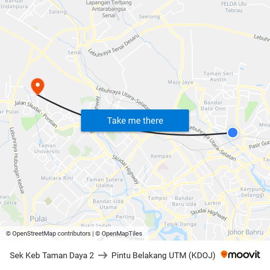 Sek Keb Taman Daya 2 to Pintu Belakang UTM (KDOJ) map