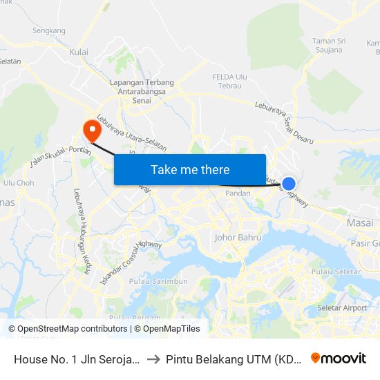 House No. 1 Jln Seroja 22 to Pintu Belakang UTM (KDOJ) map