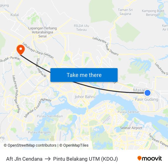 Aft Jln Cendana to Pintu Belakang UTM (KDOJ) map