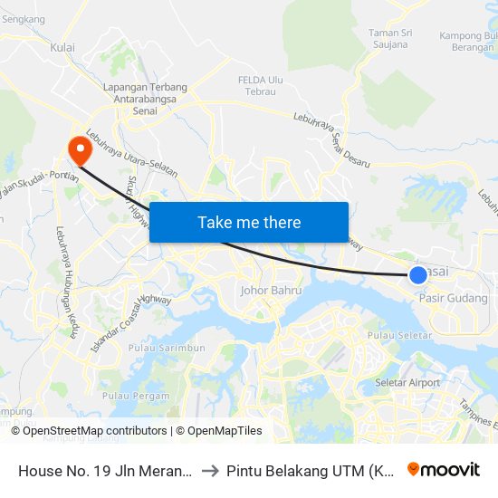 House No. 19 Jln Meranti 12 to Pintu Belakang UTM (KDOJ) map