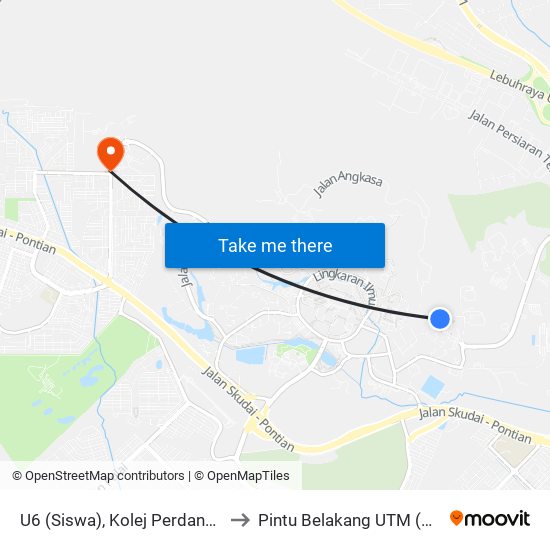 U6 (Siswa), Kolej Perdana, Utm to Pintu Belakang UTM (KDOJ) map