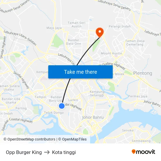 Opp Burger King to Kota tinggi map