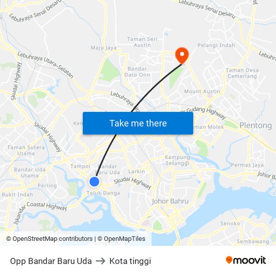 Opp Bandar Baru Uda to Kota tinggi map