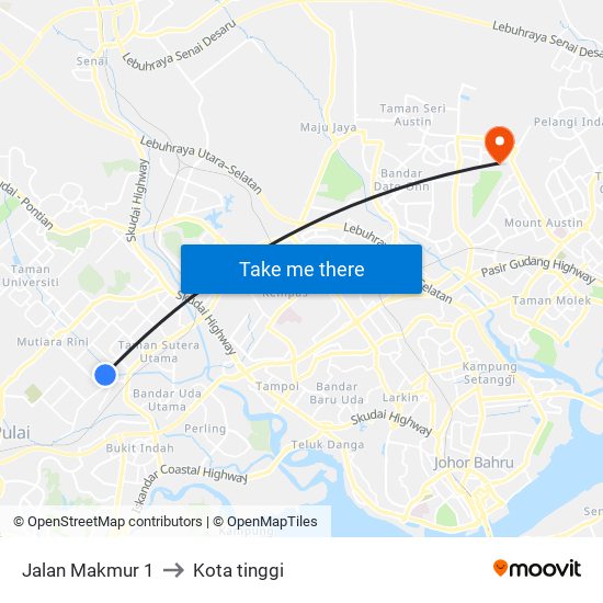 Jalan Makmur 1 to Kota tinggi map