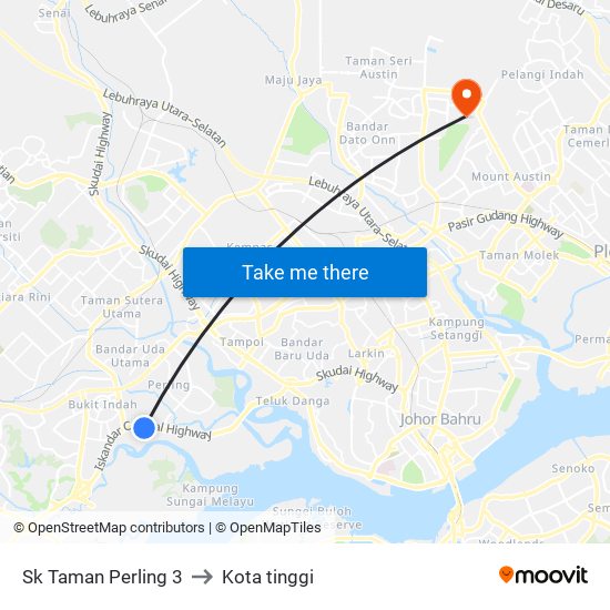 Sek Keb Taman Perling 3 to Kota tinggi map