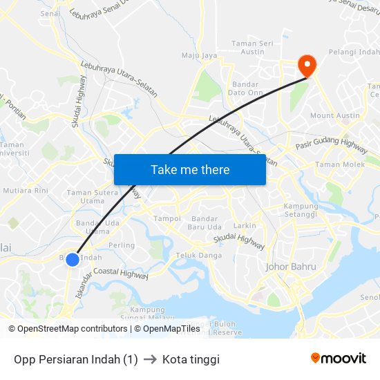 Opp Persiaran Indah (1) to Kota tinggi map