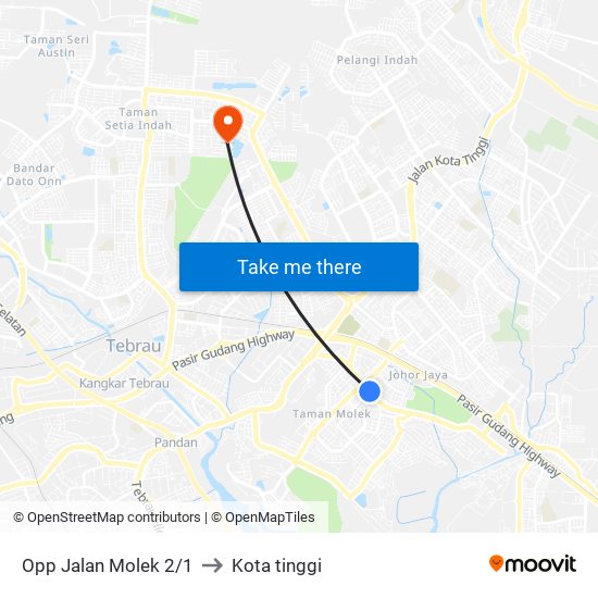 Opp Jalan Molek 2/1 to Kota tinggi map