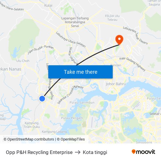 Opp P&H Recycling Enterprise to Kota tinggi map