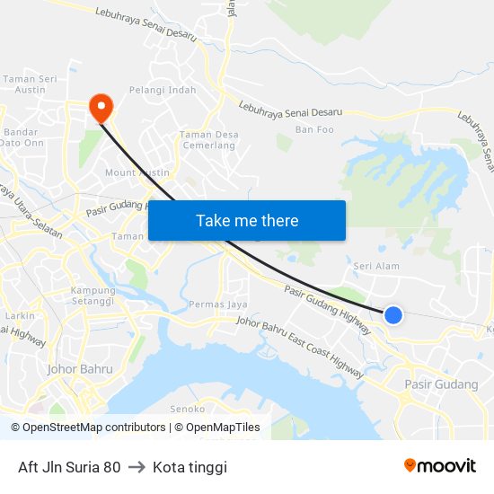 Aft Jln Suria 80 to Kota tinggi map