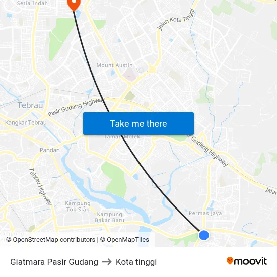 Giatmara Pasir Gudang to Kota tinggi map