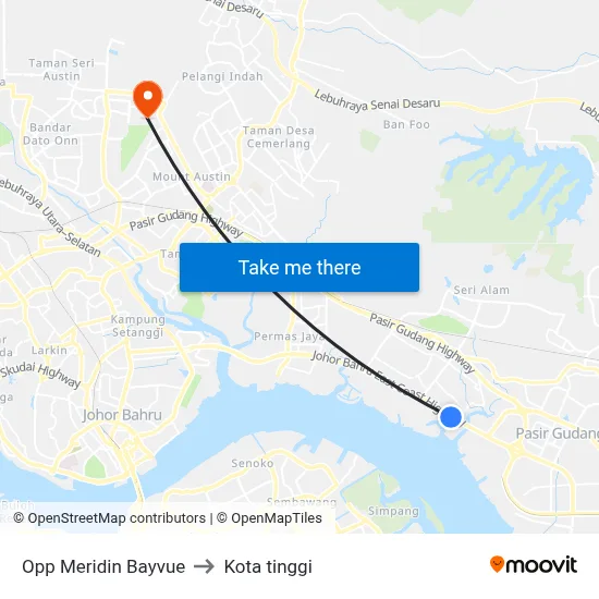 Opp Meridin Bayvue to Kota tinggi map