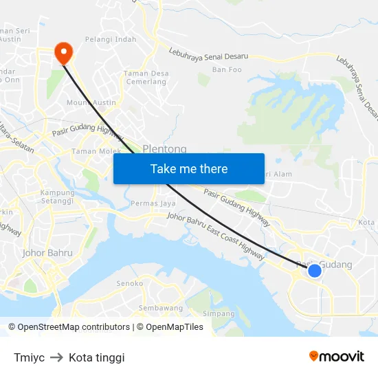 Tmiyc to Kota tinggi map