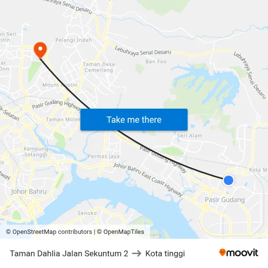 Taman Dahlia Jalan Sekuntum 2 to Kota tinggi map