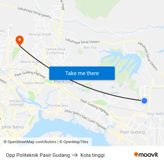 Opp Politeknik Pasir Gudang to Kota tinggi map