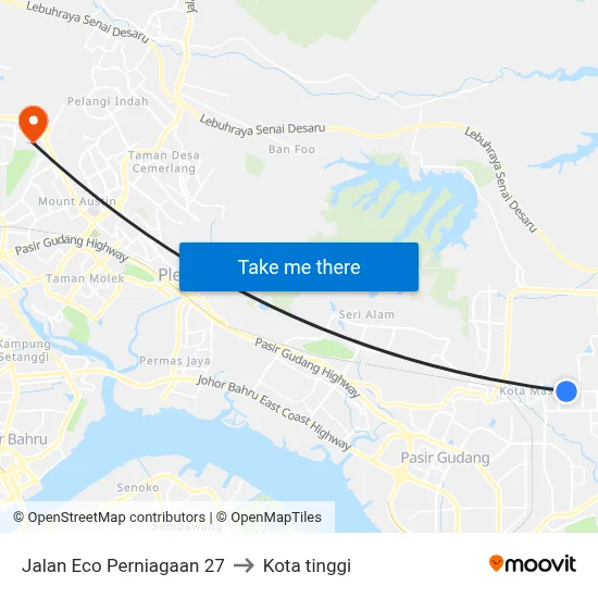 Jalan Eco Perniagaan 27 to Kota tinggi map