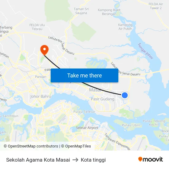 Sekolah Agama Kota Masai to Kota tinggi map