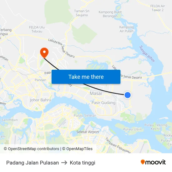 Padang Jalan Pulasan to Kota tinggi map