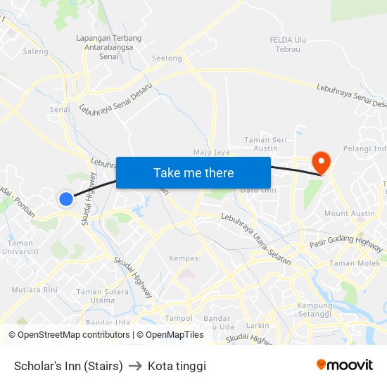 Scholar's Inn (Stairs) to Kota tinggi map