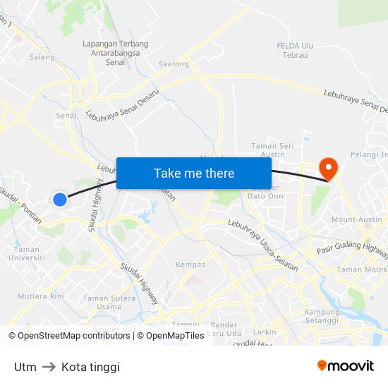Utm to Kota tinggi map
