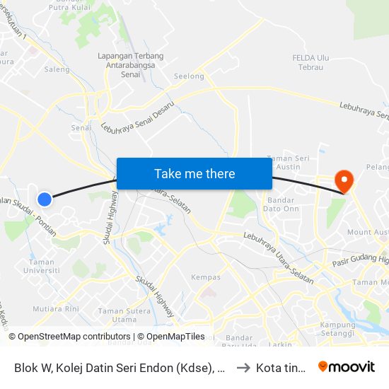 Blok W, Kolej Datin Seri Endon (Kdse), Utm to Kota tinggi map