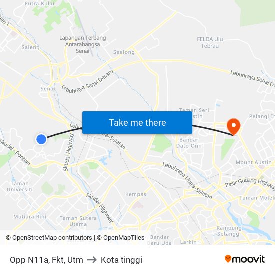 Opp N11a, Fkt, Utm to Kota tinggi map