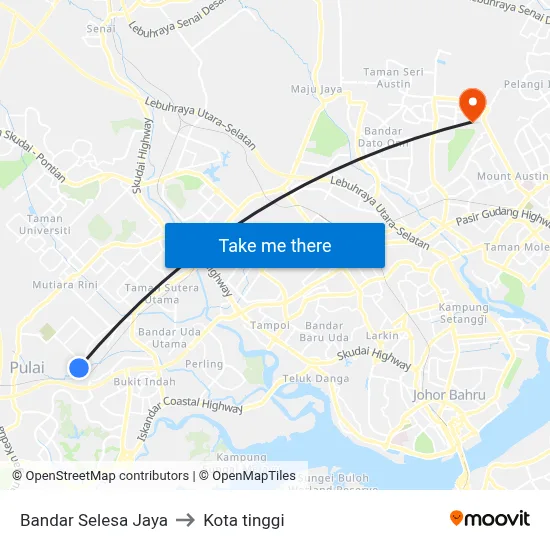 Bandar Selesa Jaya to Kota tinggi map
