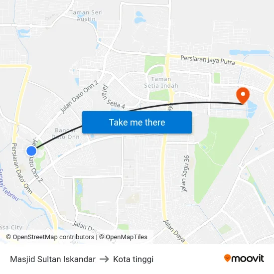 Masjid Sultan Iskandar to Kota tinggi map