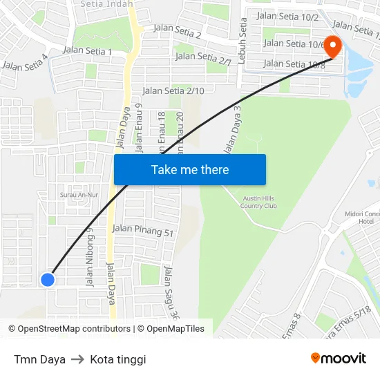 Tmn Daya to Kota tinggi map