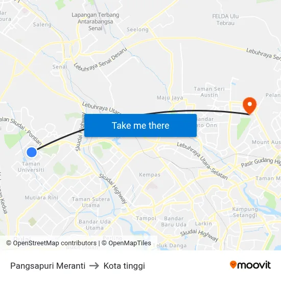 Pangsapuri Meranti to Kota tinggi map