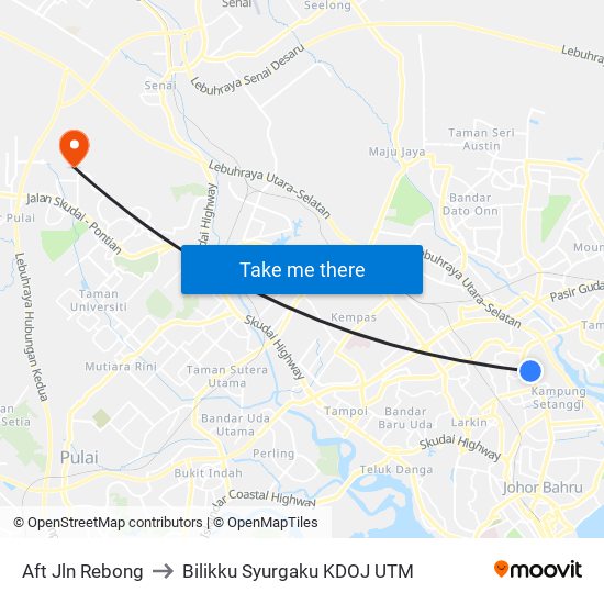 Opp Kampung Melayu Majidee to Bilikku Syurgaku KDOJ UTM map