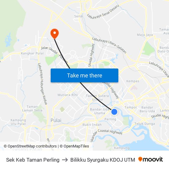 Sek Keb Taman Perling to Bilikku Syurgaku KDOJ UTM map