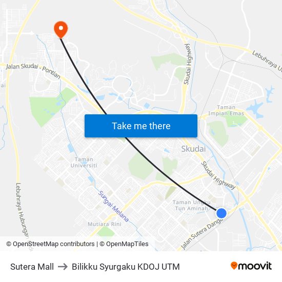 Sutera Mall Main Entrance to Bilikku Syurgaku KDOJ UTM map