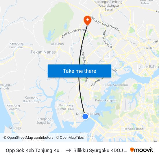 Opp Sek Keb Tanjung Kupang to Bilikku Syurgaku KDOJ UTM map