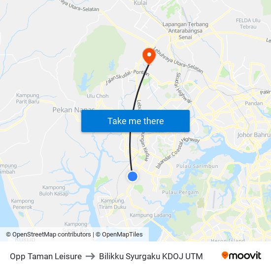 Opp Taman Leisure to Bilikku Syurgaku KDOJ UTM map