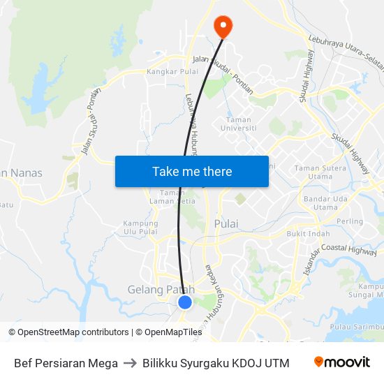 Bef Persiaran Mega to Bilikku Syurgaku KDOJ UTM map