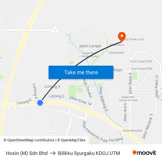 Hosin (M) Sdn Bhd to Bilikku Syurgaku KDOJ UTM map