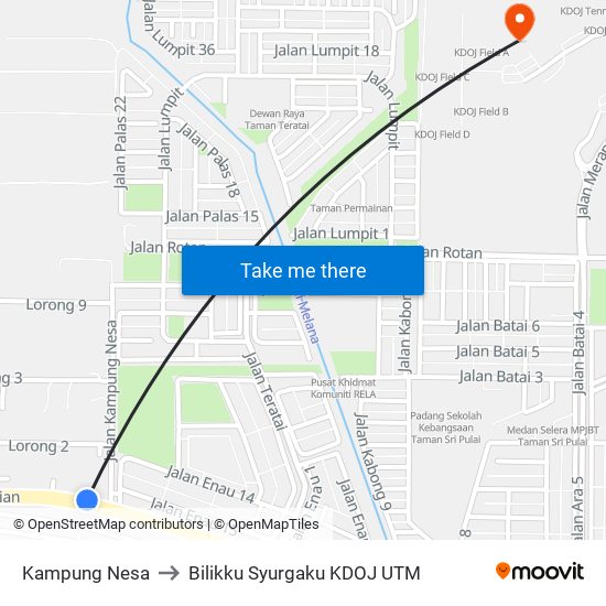 Kampung Nesa to Bilikku Syurgaku KDOJ UTM map