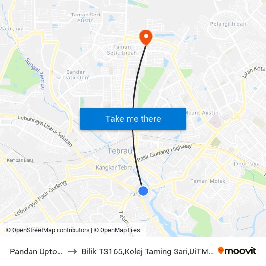 Pandan Uptown / Edl to Bilik TS165,Kolej Taming Sari,UiTM Segamat, Johor map