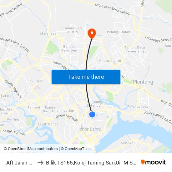 Aft Jalan Sutera to Bilik TS165,Kolej Taming Sari,UiTM Segamat, Johor map