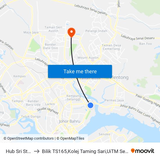 Hub Sri Stulang to Bilik TS165,Kolej Taming Sari,UiTM Segamat, Johor map
