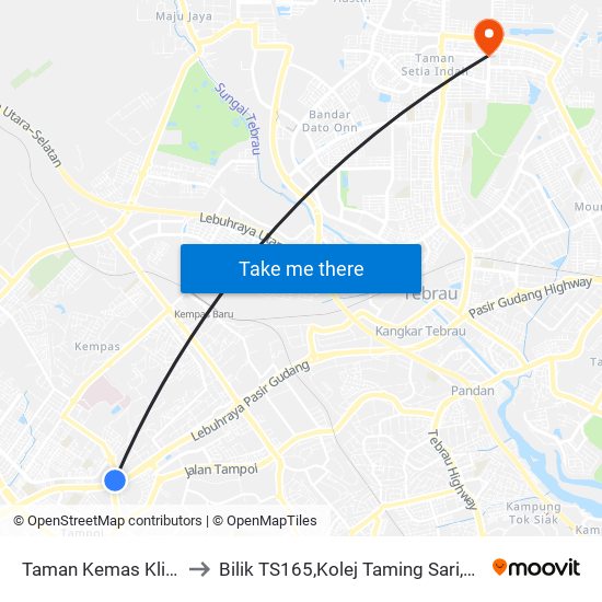 Jalan Persiaran Tanjung (0007756) to Bilik TS165,Kolej Taming Sari,UiTM Segamat, Johor map