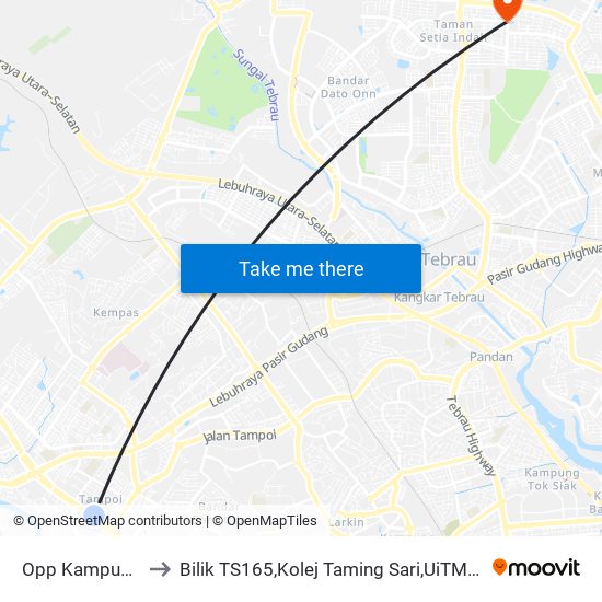 Aft Lorong Betik (0004173) to Bilik TS165,Kolej Taming Sari,UiTM Segamat, Johor map