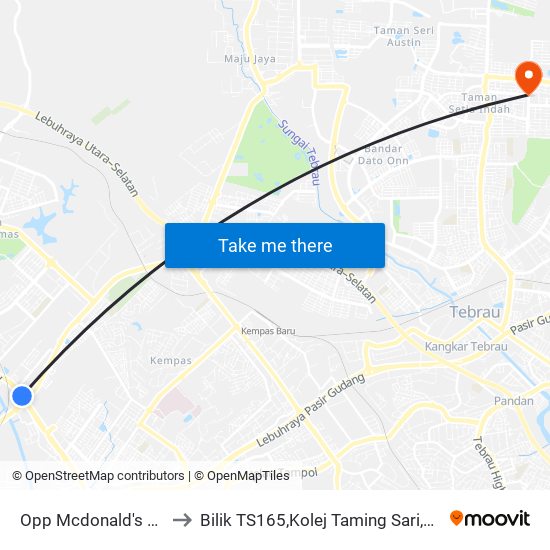 Opp Mcdonald's Taman Sutera to Bilik TS165,Kolej Taming Sari,UiTM Segamat, Johor map