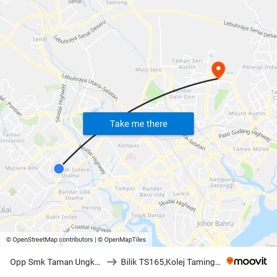 Opp Smk Taman Ungku Tun Aminah (0007602) to Bilik TS165,Kolej Taming Sari,UiTM Segamat, Johor map